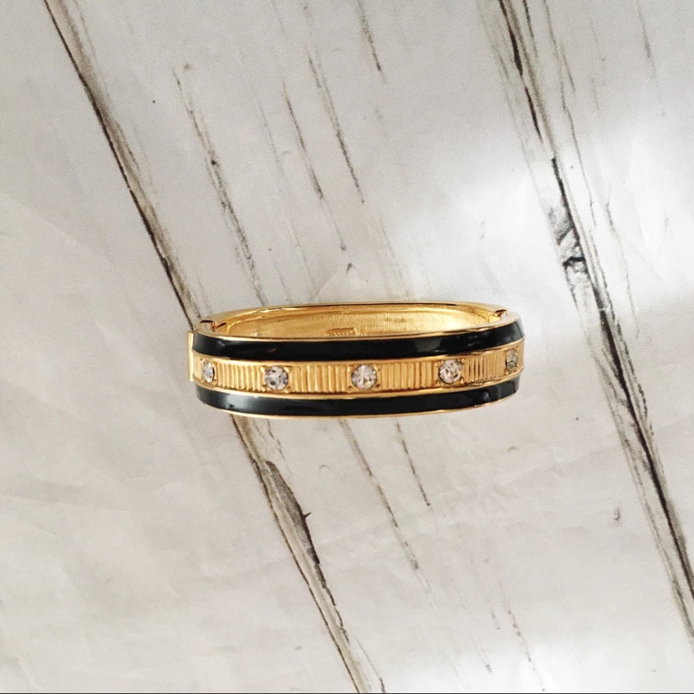 Vintage Monet Gold and Black Enamel Bracelet